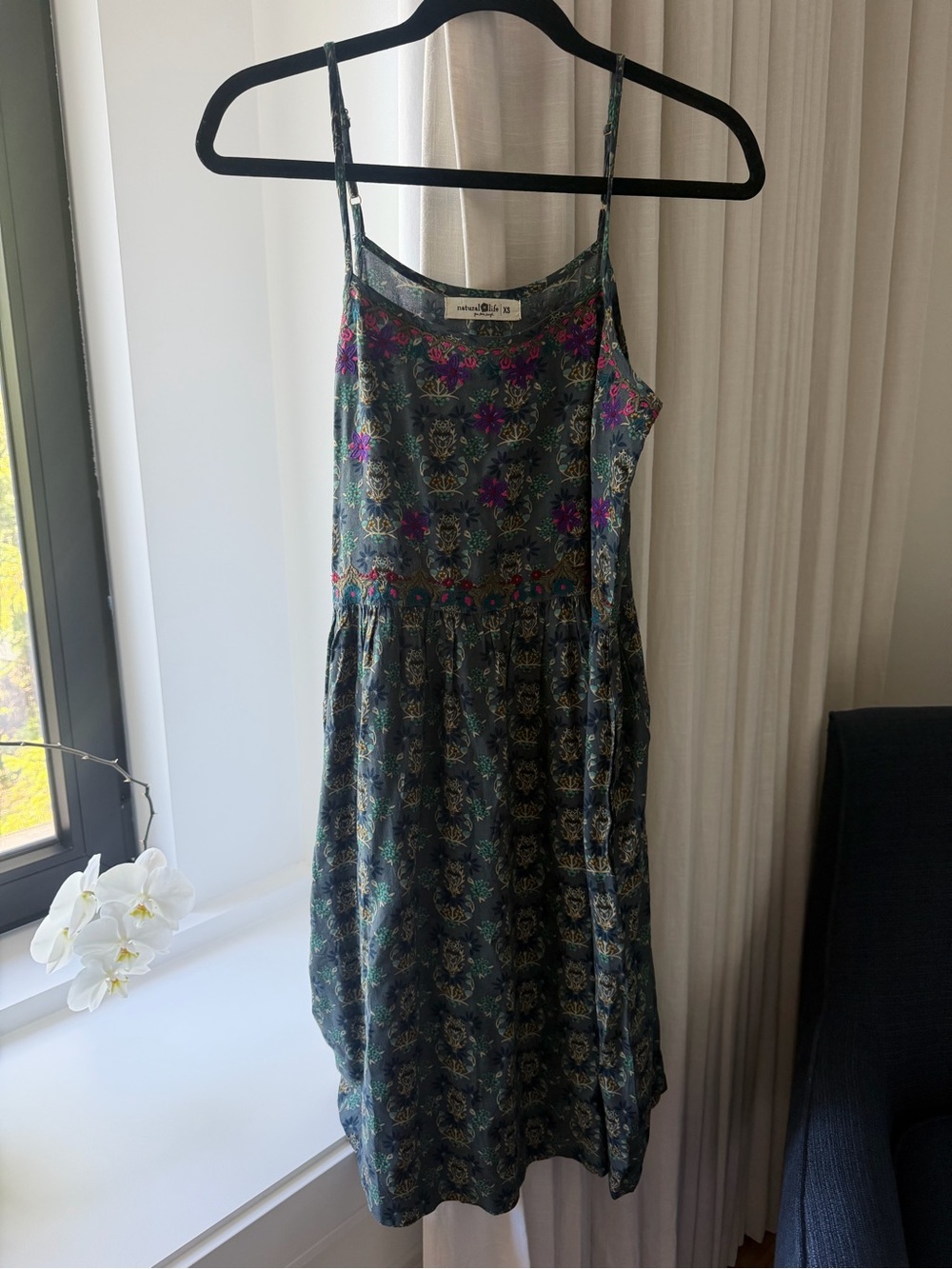 NATURAL LIFE Dark Green Floral Print Spaghetti Strap Dress - Picture 3 of 9